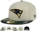 New England Patriots Fitted Hat with Gold Logo and Camouflage Brim – Khaki and Camo